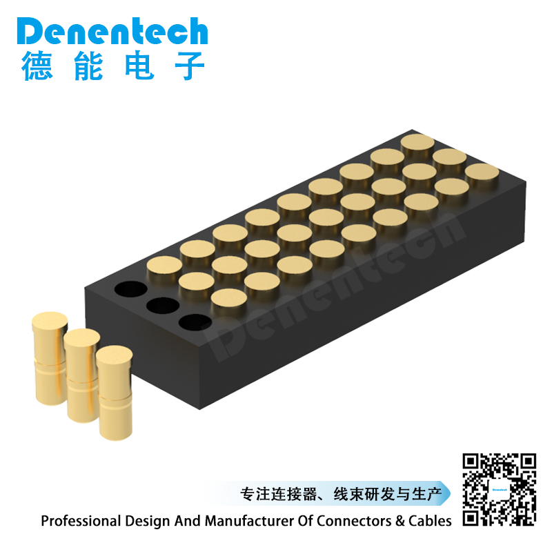 Denentech hot selling 1.27MM pogo pin H2.0MM triple row female straight SMT pogo pin connector 2 sides